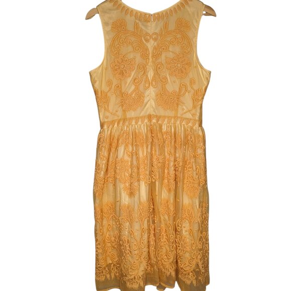 Sundance Sleeveless Midi Dress Yellow Mesh Embroidery Boho Bohemian Size 10 - Picture 5 of 7